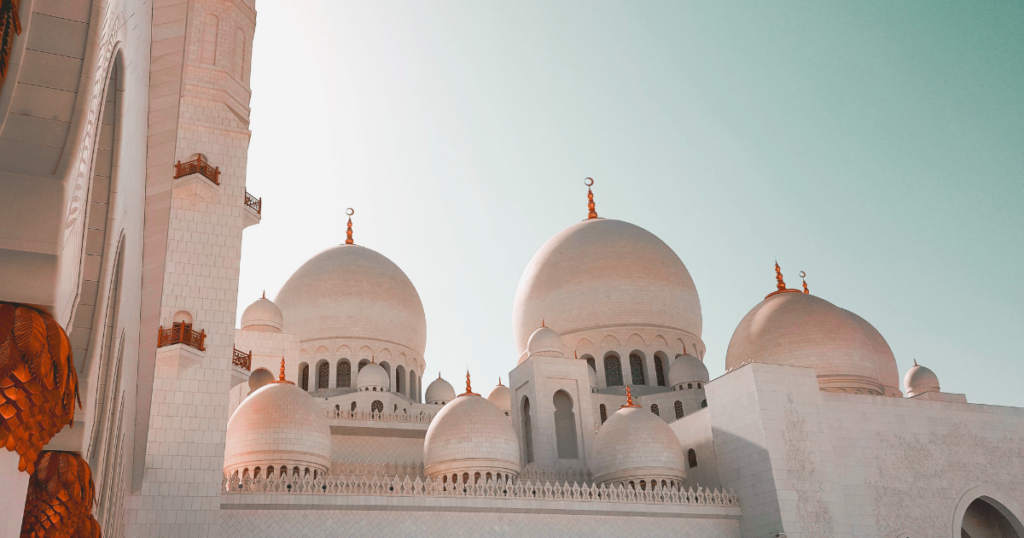 Traditional temples at an Islamic funeral and Musilim Burial